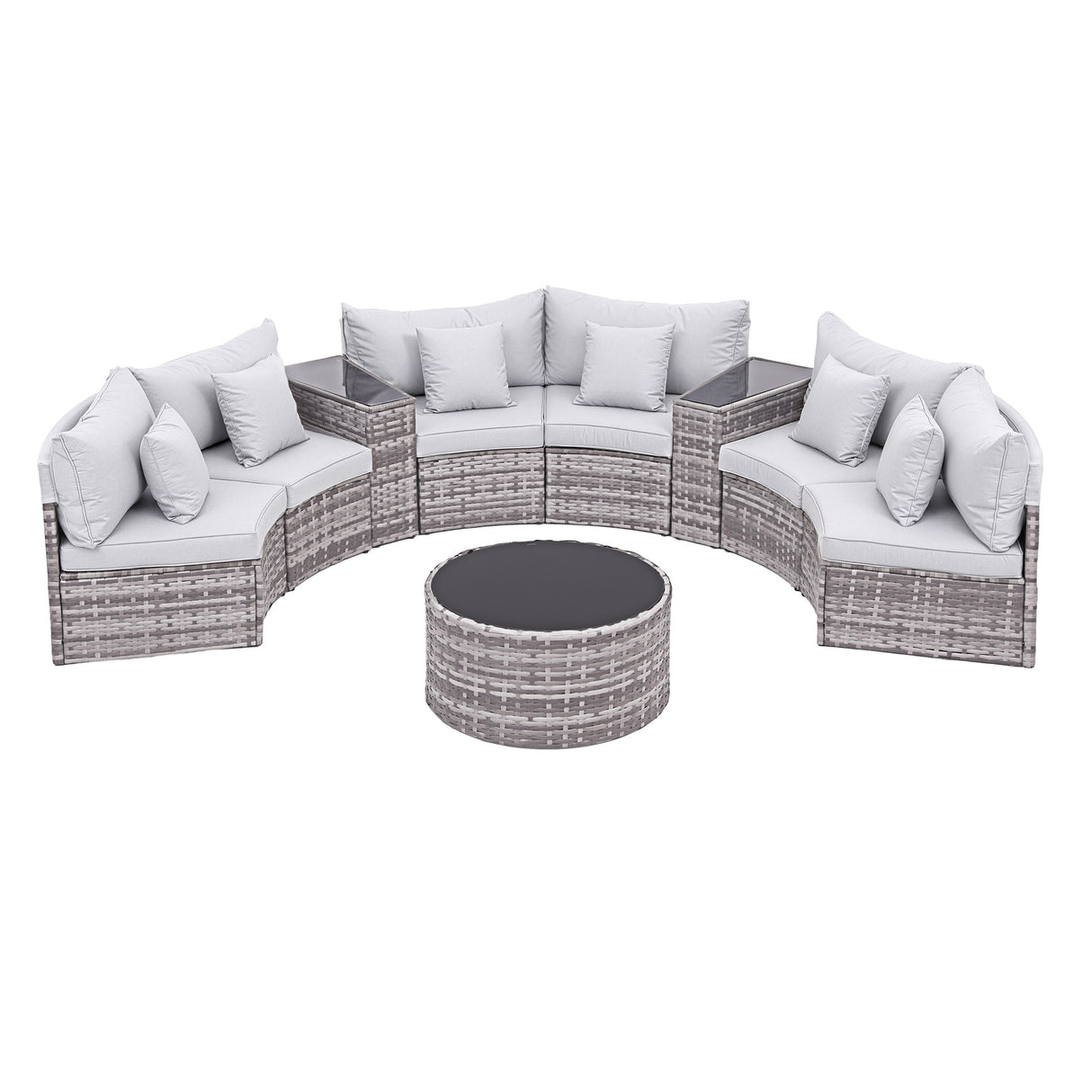 Southport 9 Piece Outdoor Lounge Set, Grey Rattan