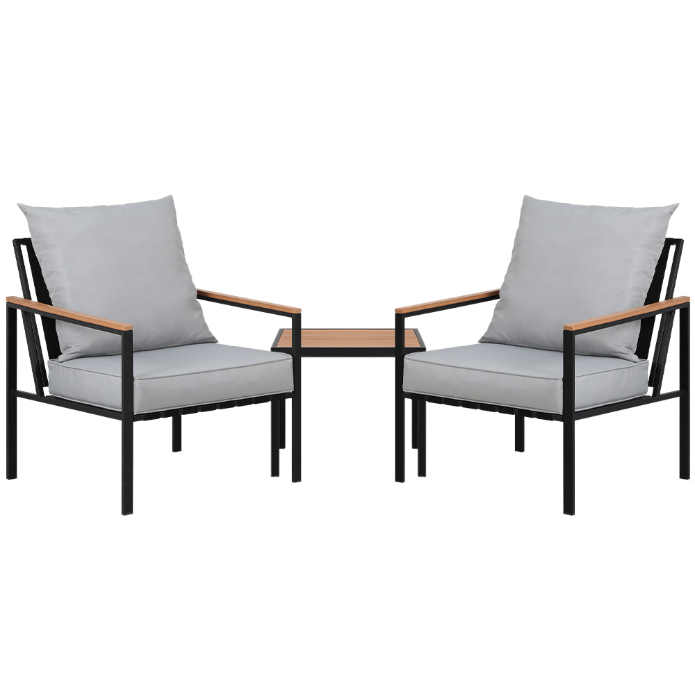 Coomera 3 Piece Outdoor Lounge Set, Black