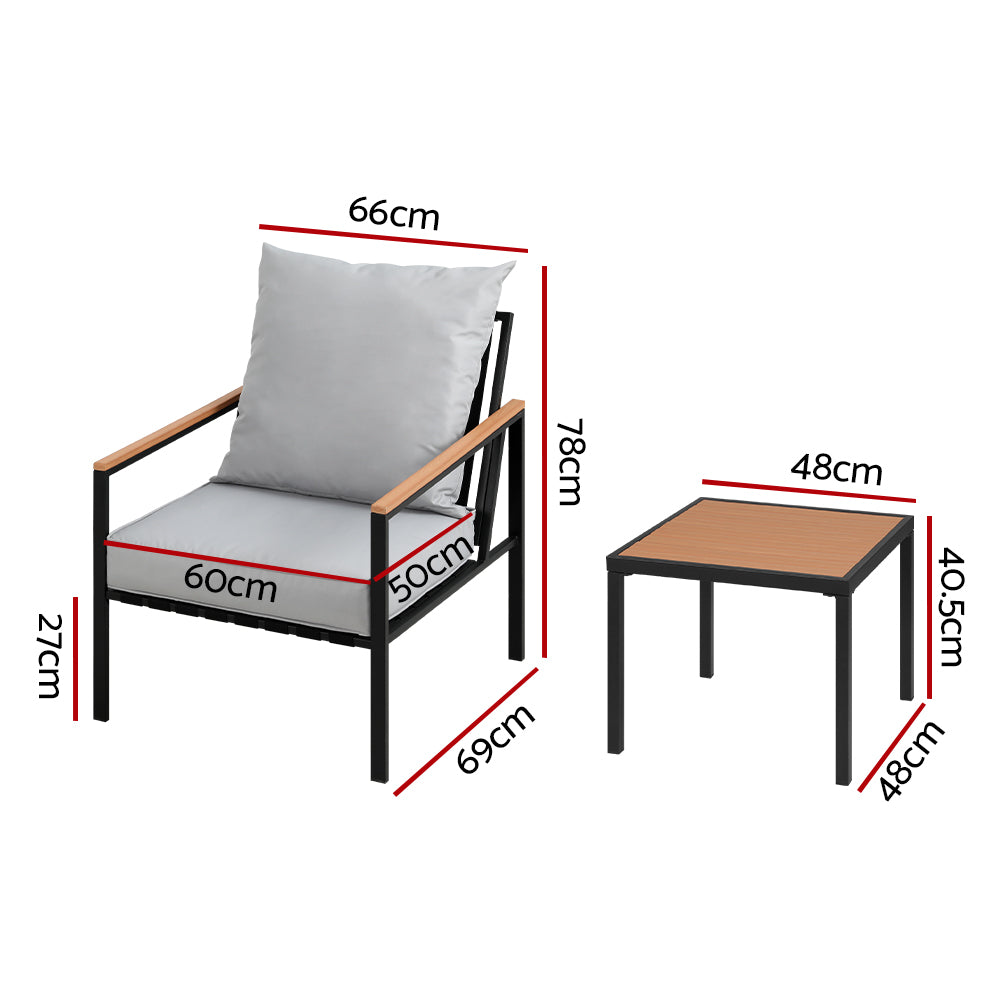 Coomera 3 Piece Outdoor Lounge Set, Black