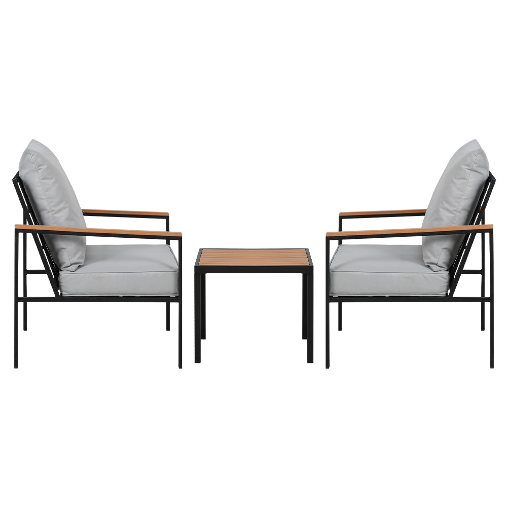 Coomera 3 Piece Outdoor Lounge Set, Black