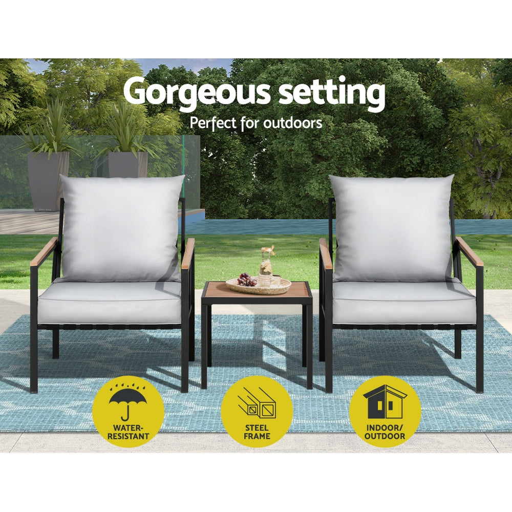 Coomera 3 Piece Outdoor Lounge Set, Black
