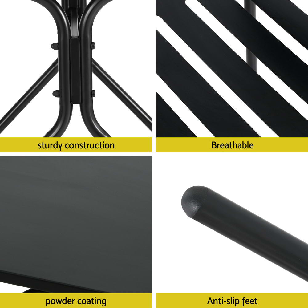 3 Piece Outdoor Bistro Set Steel Table and Chairs Black