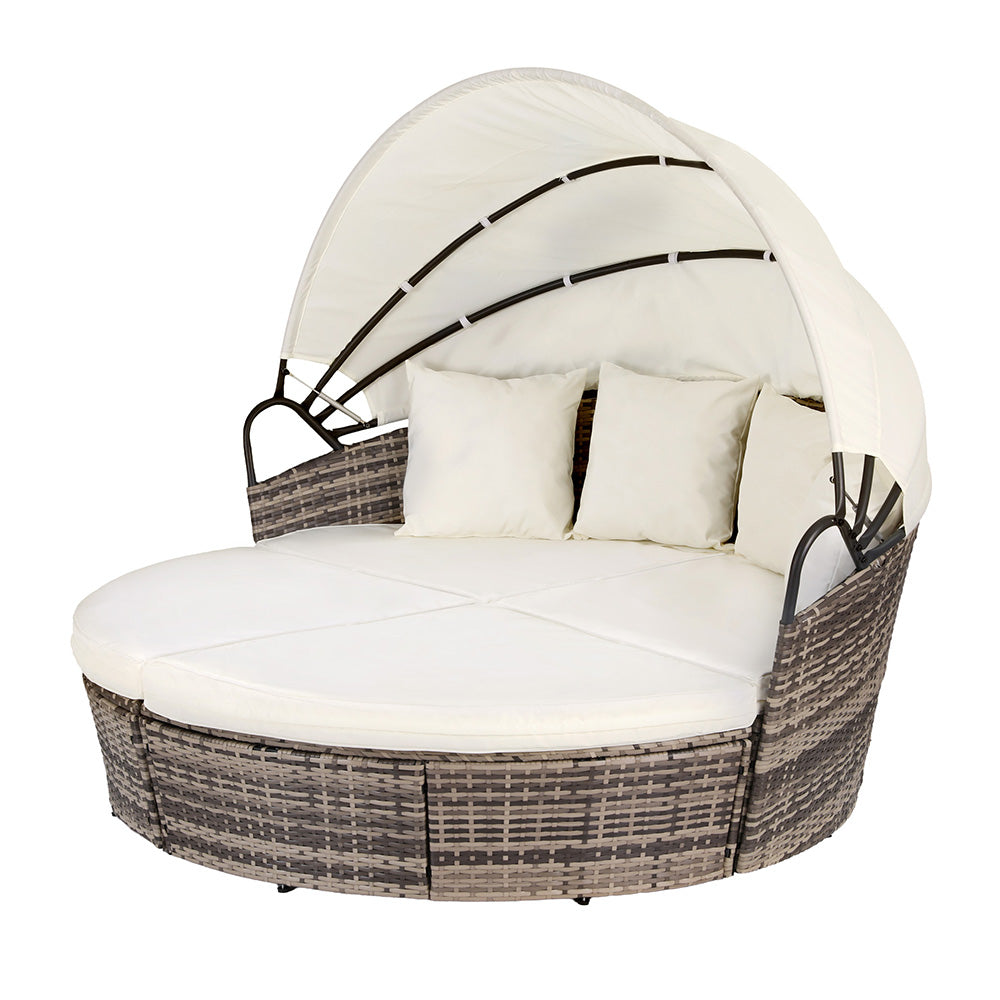 Palm Beach Outdoor Daybed, Beige Wicker