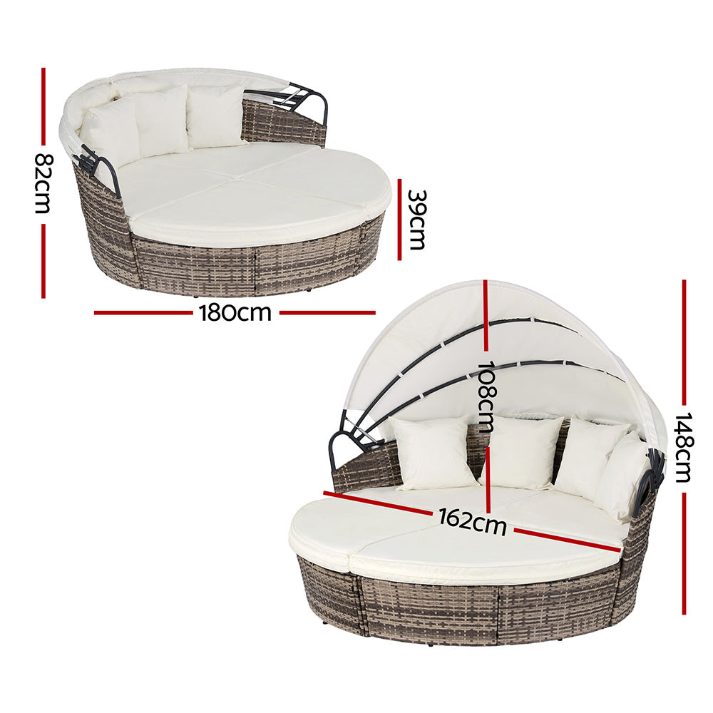 Palm Beach Outdoor Daybed, Beige Wicker