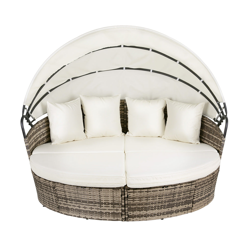 Palm Beach Outdoor Daybed, Beige Wicker