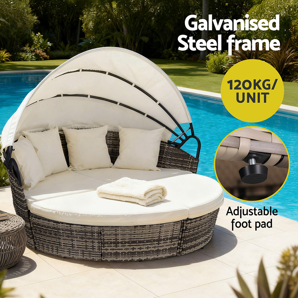 Palm Beach Outdoor Daybed, Beige Wicker