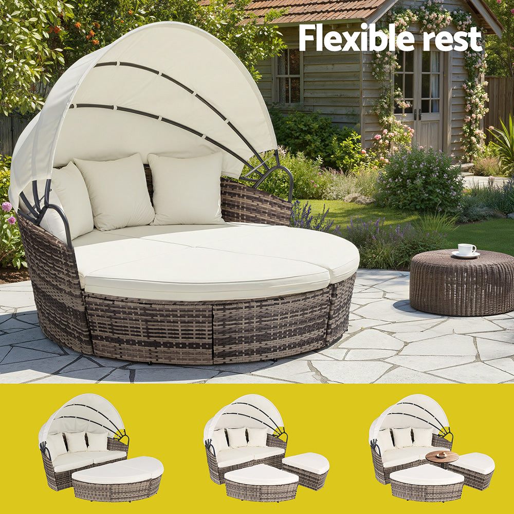 Palm Beach Outdoor Daybed, Beige Wicker