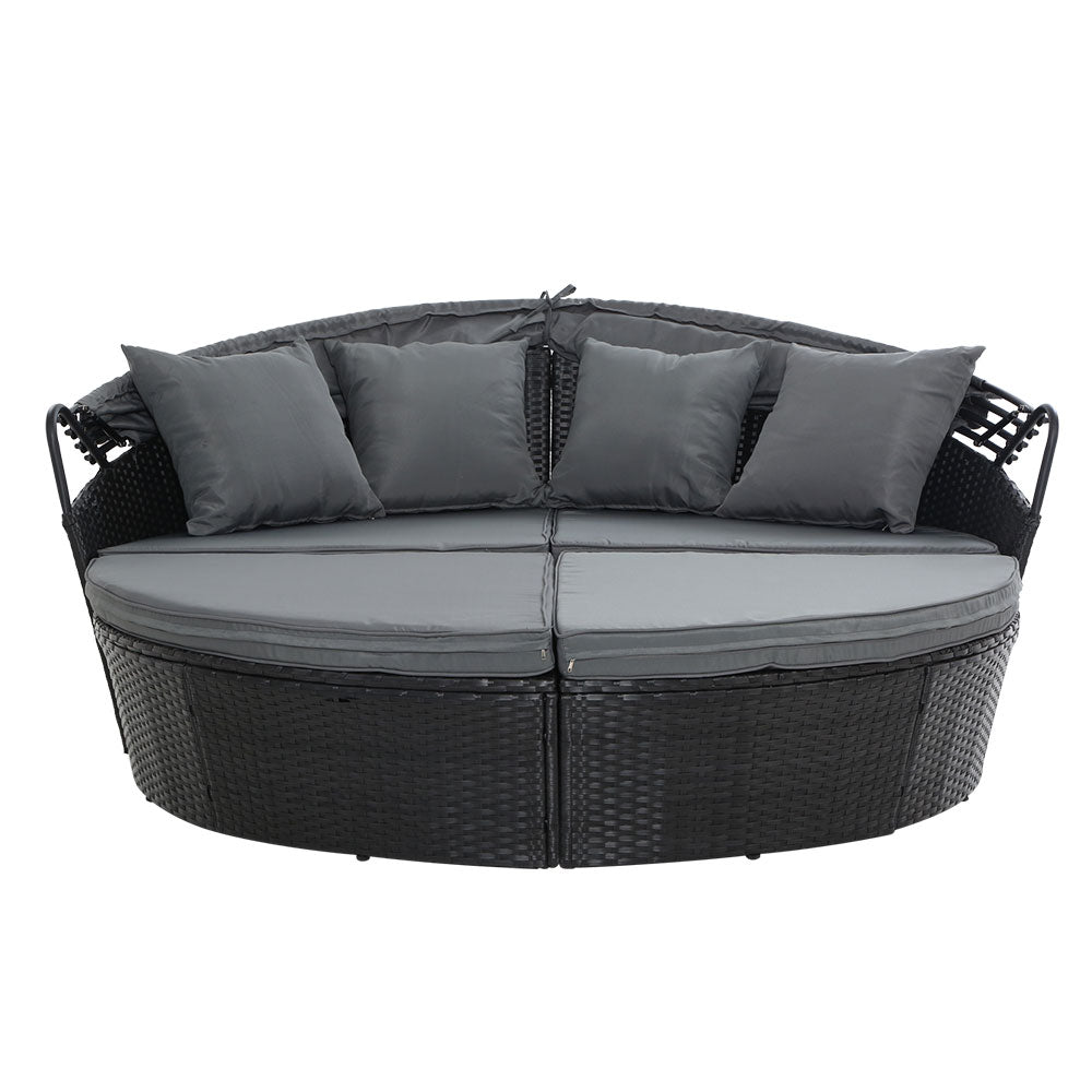 Palm Beach Outdoor Daybed, Black Wicker
