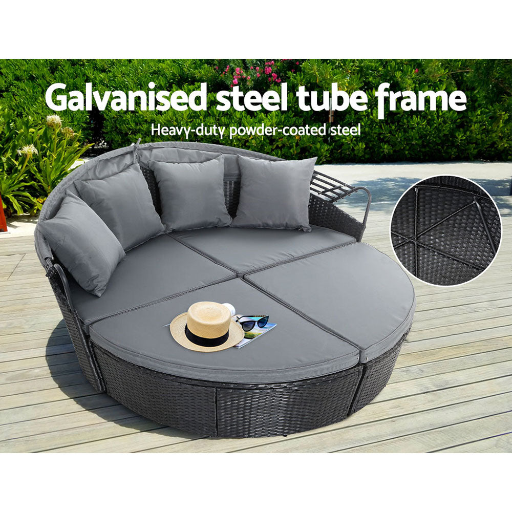 Palm Beach Outdoor Daybed, Black Wicker
