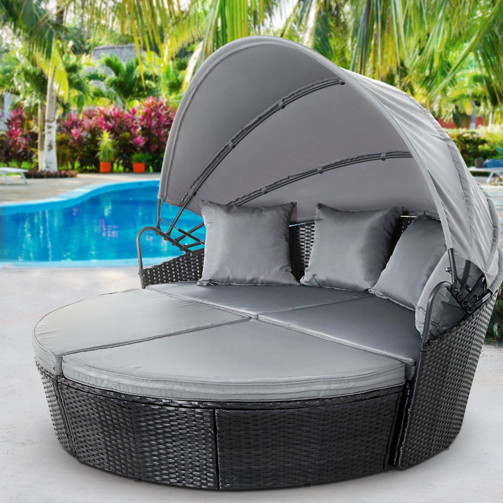 Palm Beach Outdoor Daybed, Black Wicker