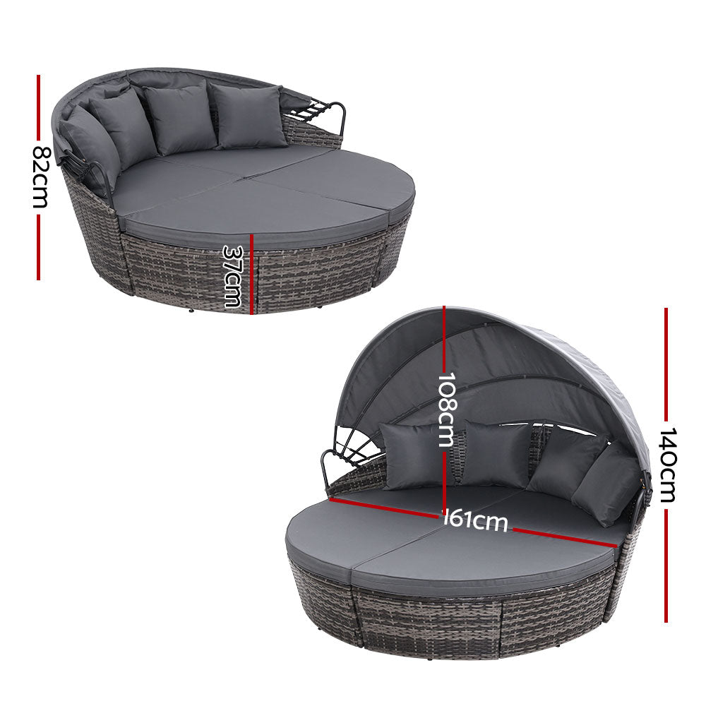 Palm Beach Outdoor Daybed, Grey Wicker