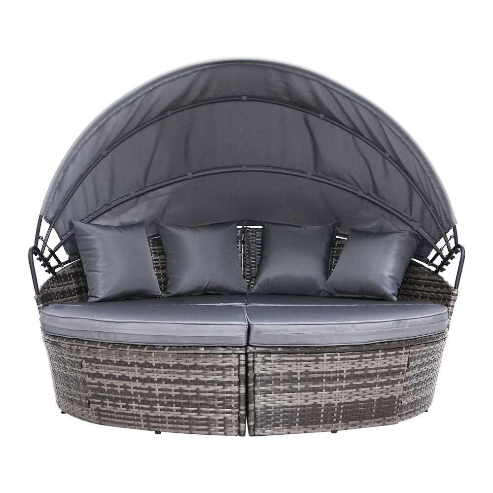Palm Beach Outdoor Daybed, Grey Wicker