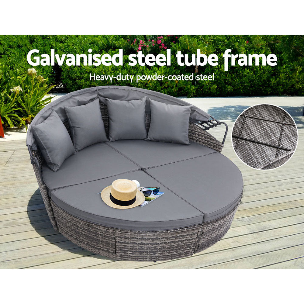Palm Beach Outdoor Daybed, Grey Wicker