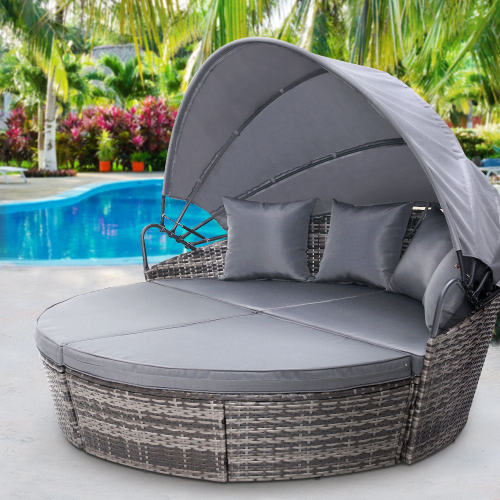 Palm Beach Outdoor Daybed, Grey Wicker