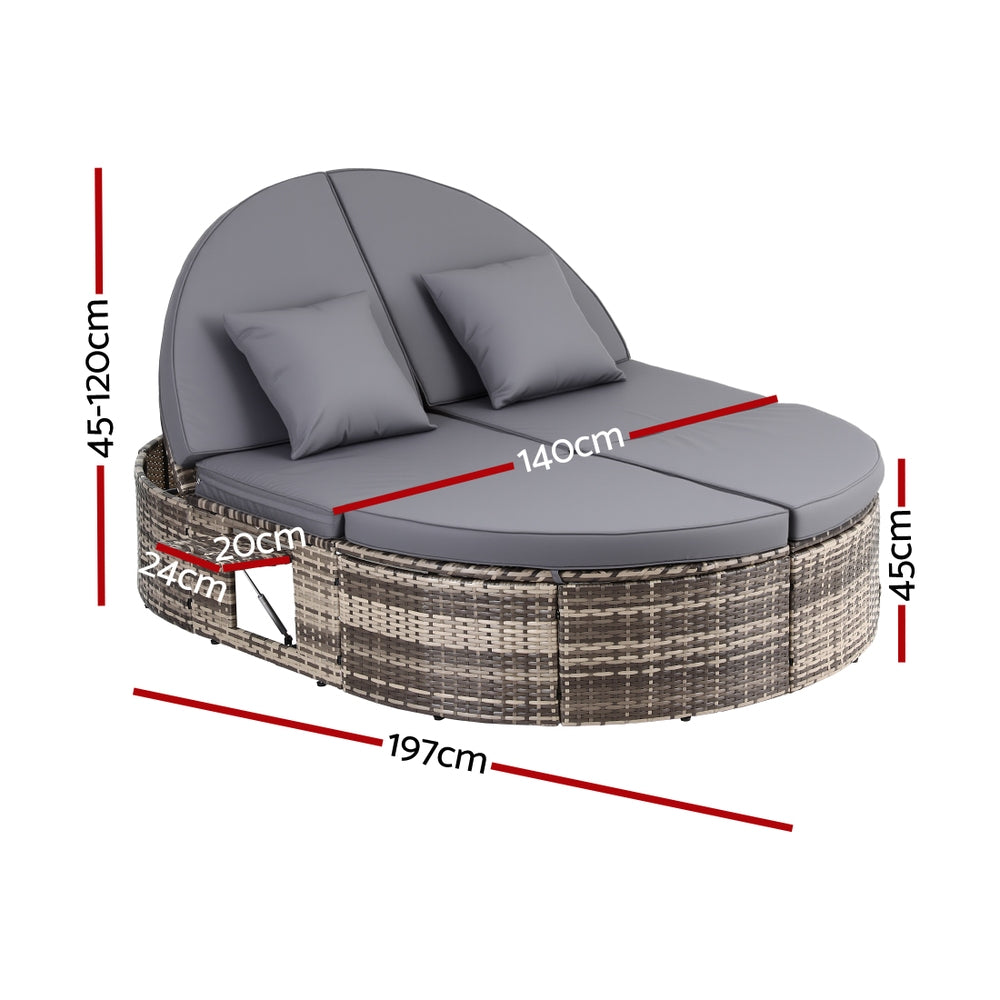Sunrise Beach Outdoor Daybed Sun Lounge, Grey