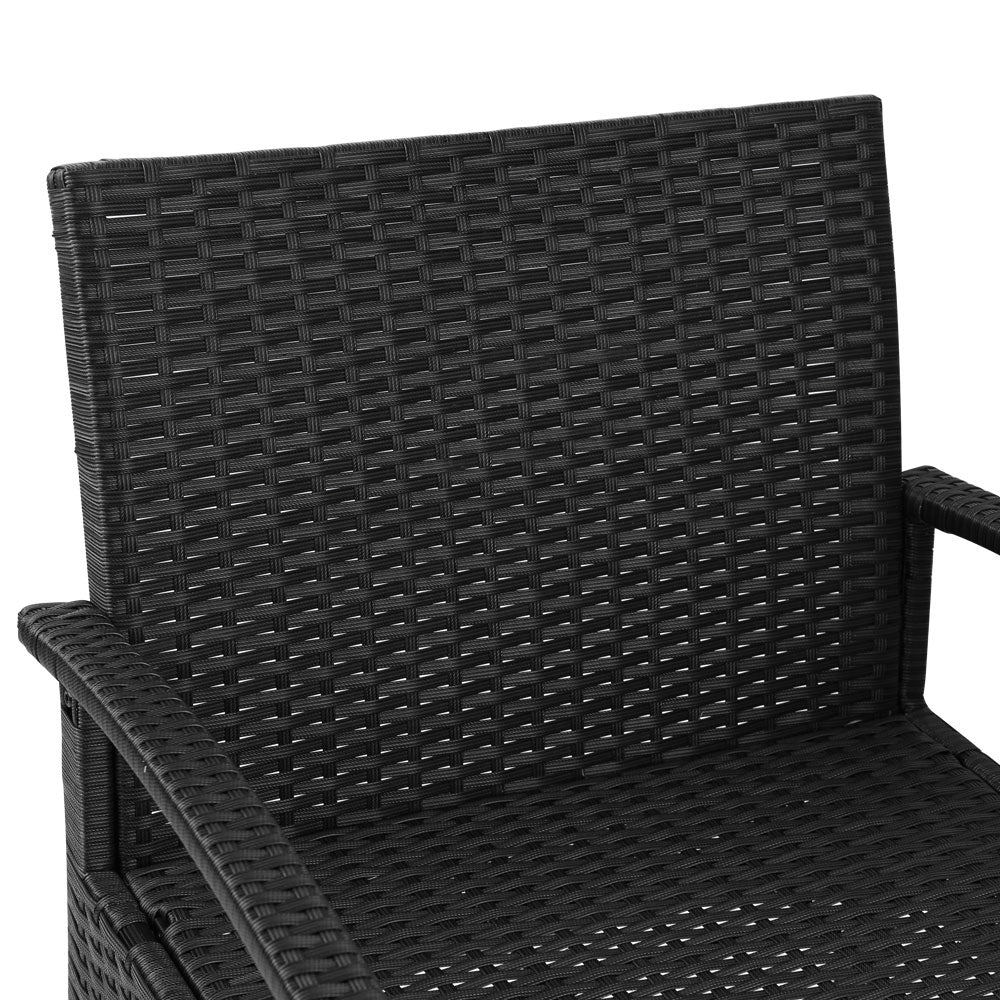Tamborine 3 Piece Outdoor Lounge Set, Black Wicker