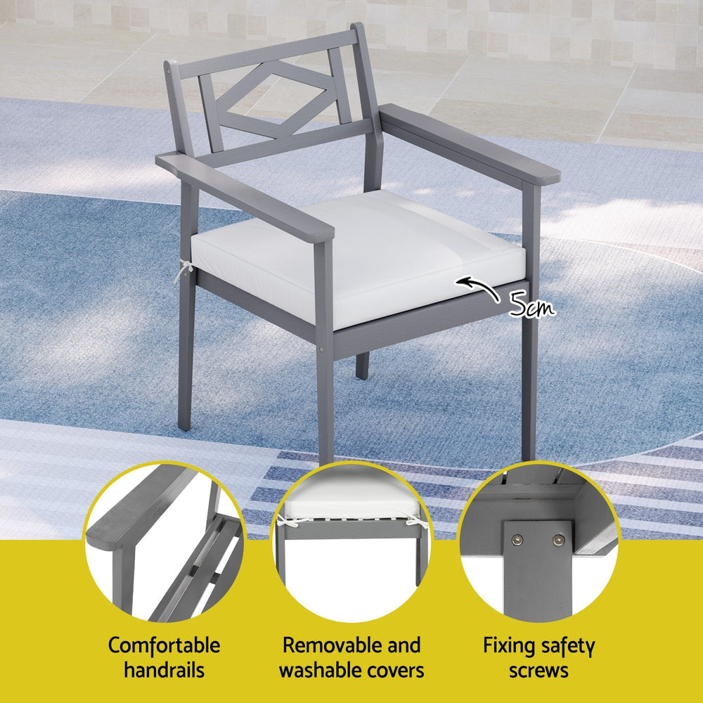 Maleny 5 Piece Outdoor Dining Set, Grey