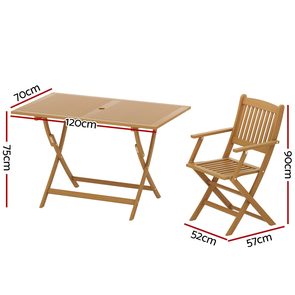 Outdoor Dining Set 7 Piece Foldable Acacia Wood Table And Chairs