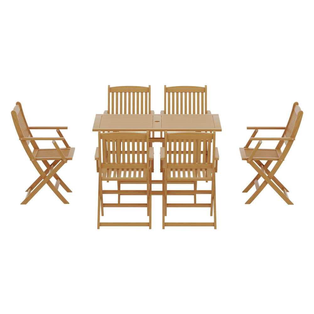 Outdoor Dining Set 7 Piece Foldable Acacia Wood Table And Chairs