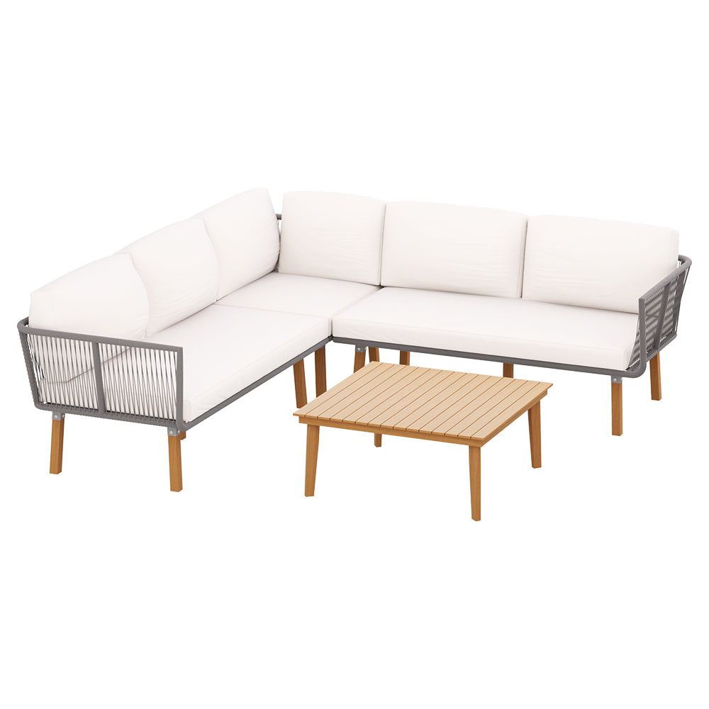 Hope Island 4 Piece Outdoor Lounge Set, Grey Rope