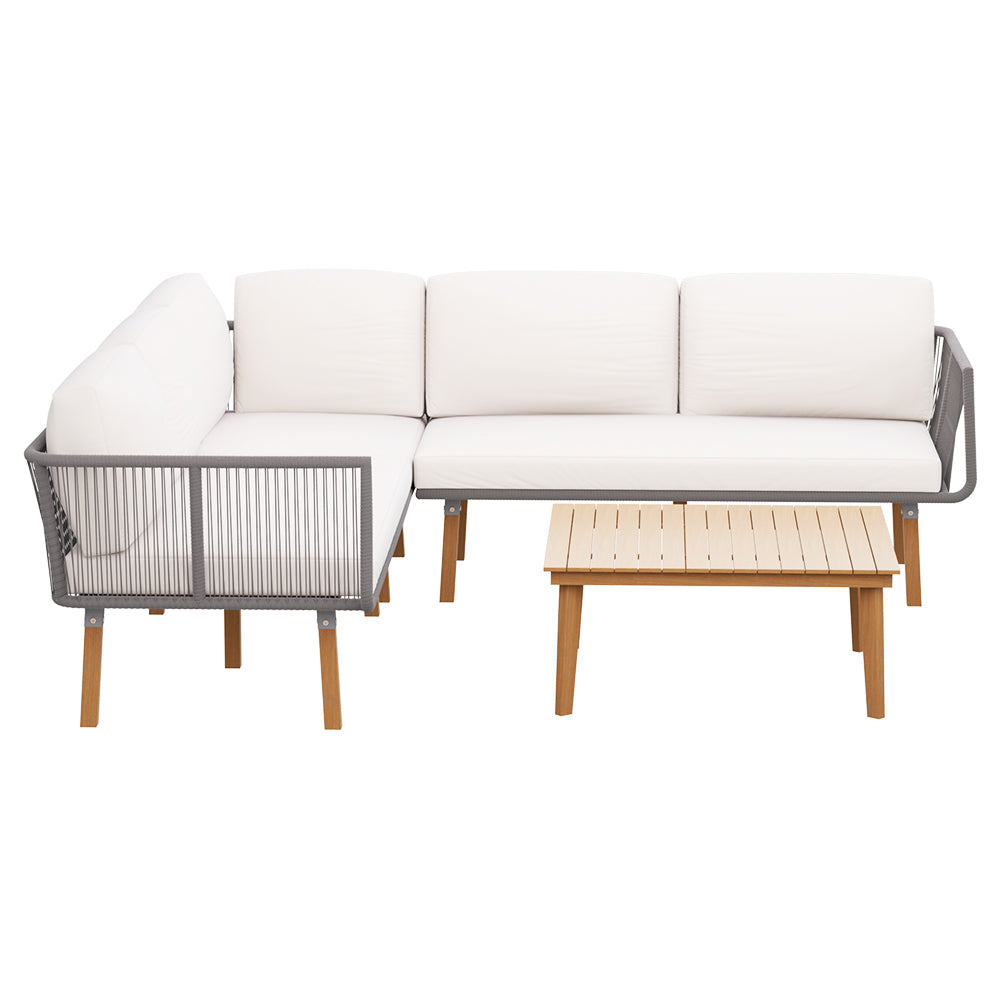 Hope Island 4 Piece Outdoor Lounge Set, Grey Rope