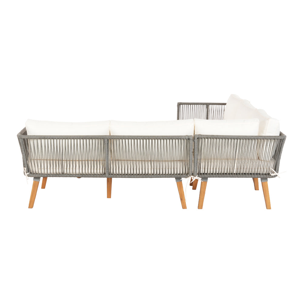 Hope Island 4 Piece Outdoor Lounge Set, Grey Rope