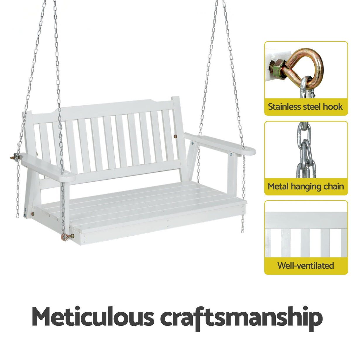 Werri Beach 2 Seater Swing Chair, White