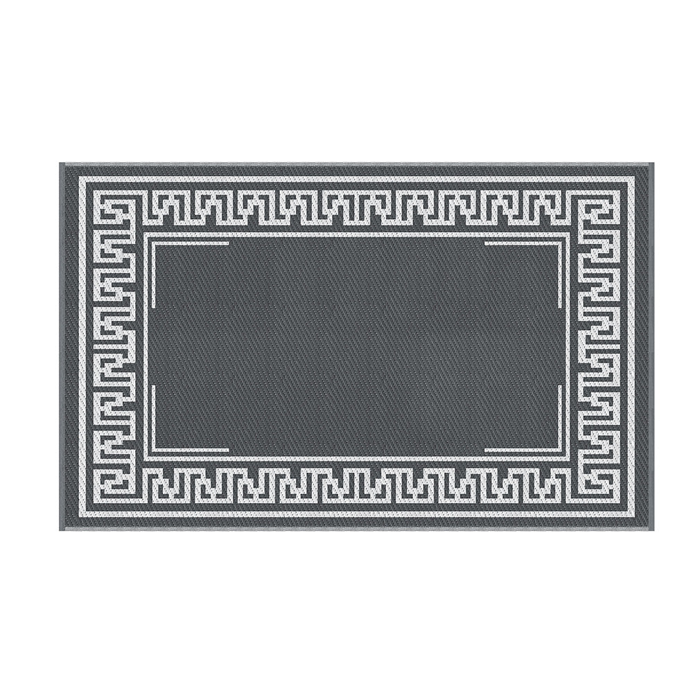 Bordered Geometric Reversible Outdoor Rug, Grey 152x244cm