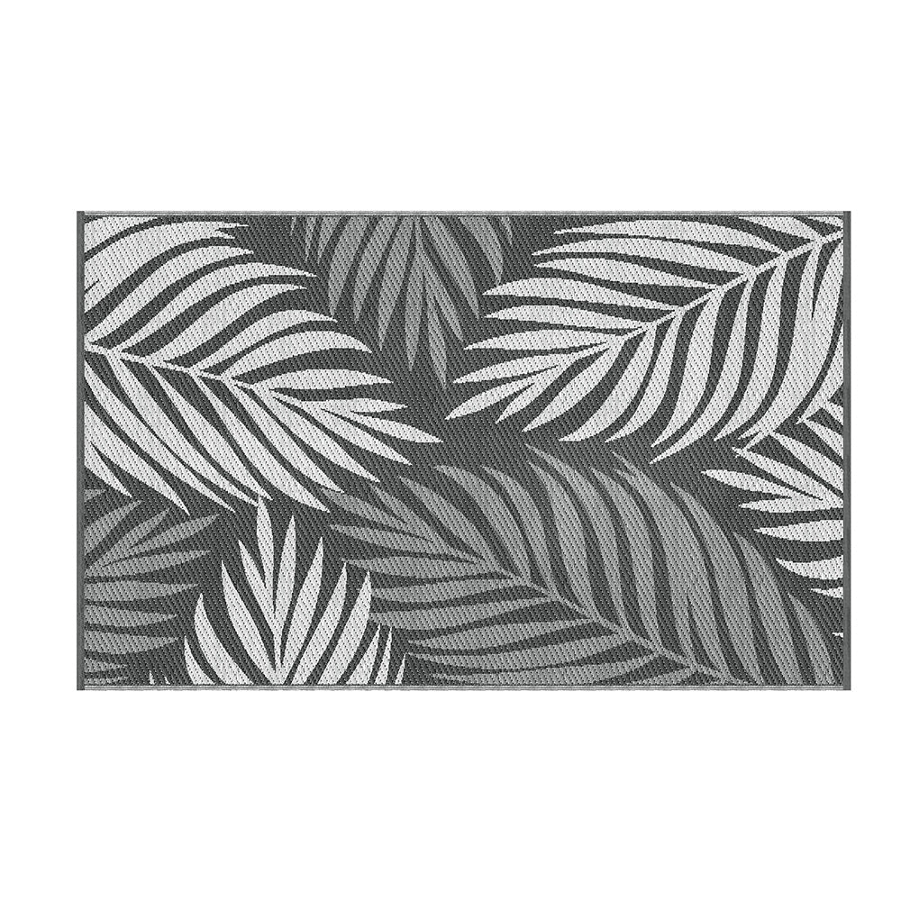 Botanical Leaf Reversible Outdoor Rug, Grey 152x244cm