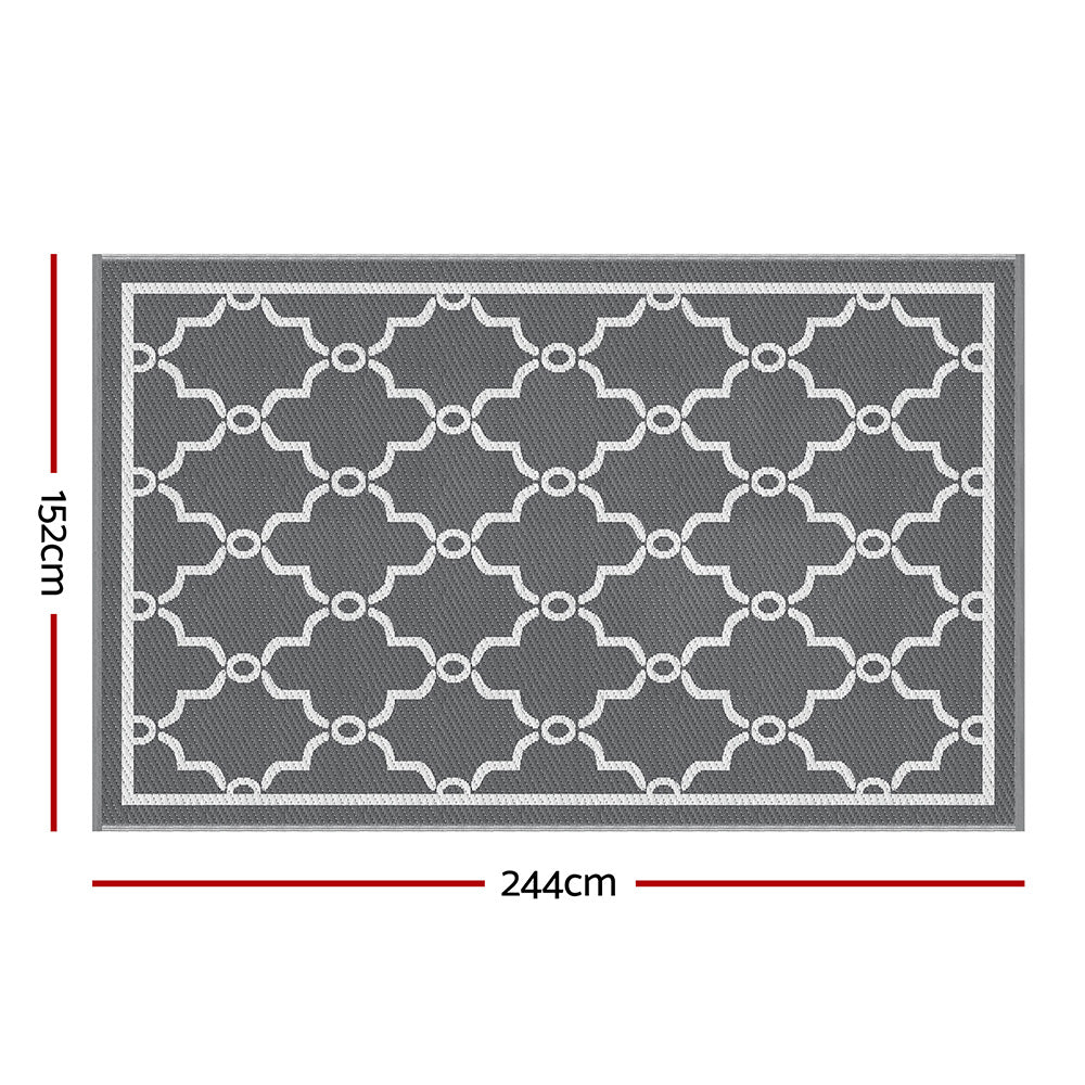 Trellis Reversible Outdoor Rug, Grey 152x244cm
