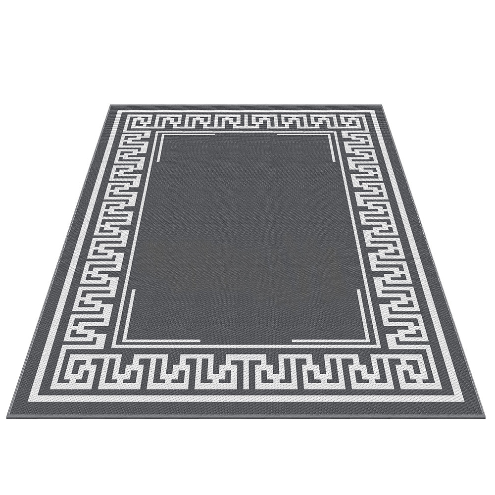 Reversible Greek Key Outdoor Rug, Grey 274x366cm