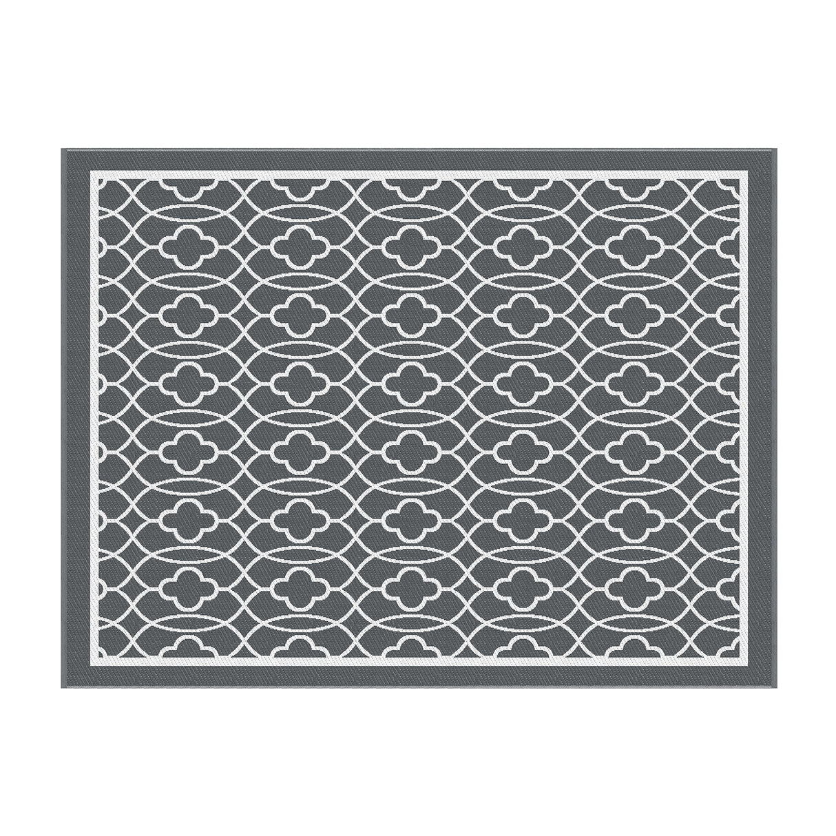 Reversible Ogee Outdoor Rug, Grey 274x366cm