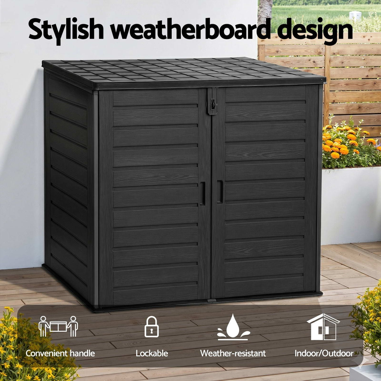 Menaggio Storage Box, Lockable Outdoor, 1170L, Black