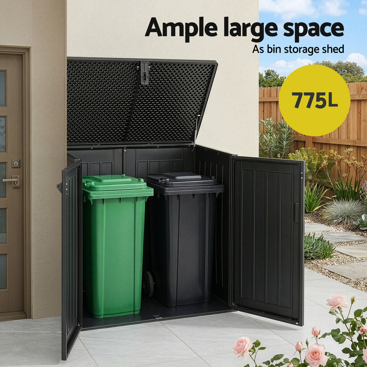 Limone Storage Box, Lockable Outdoor, 775L, Black