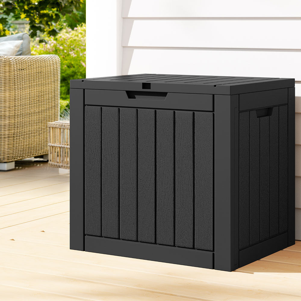 Stansbury 118L Outdoor Storage Bench Box, Black