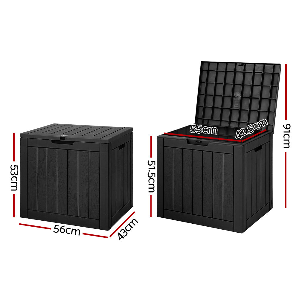 Stansbury 118L Outdoor Storage Bench Box, Black