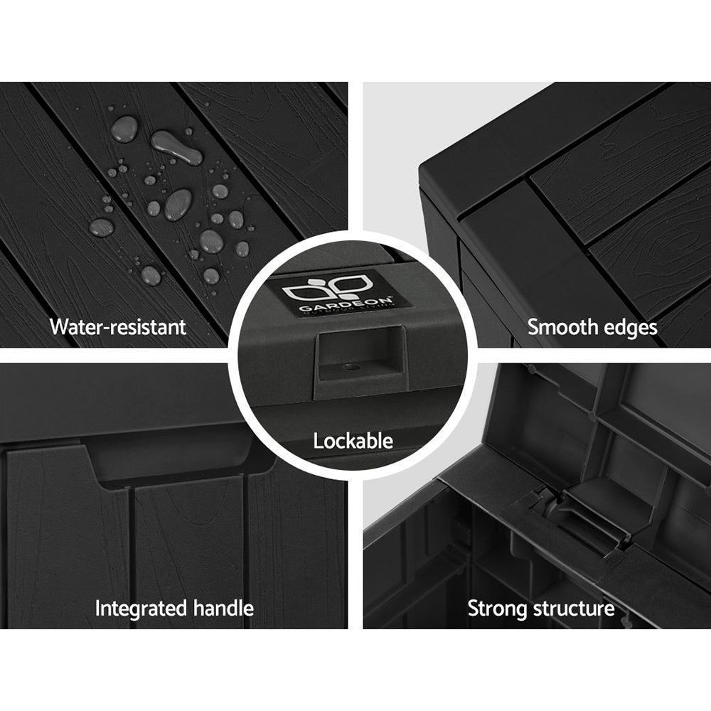 Stansbury 118L Outdoor Storage Bench Box, Black