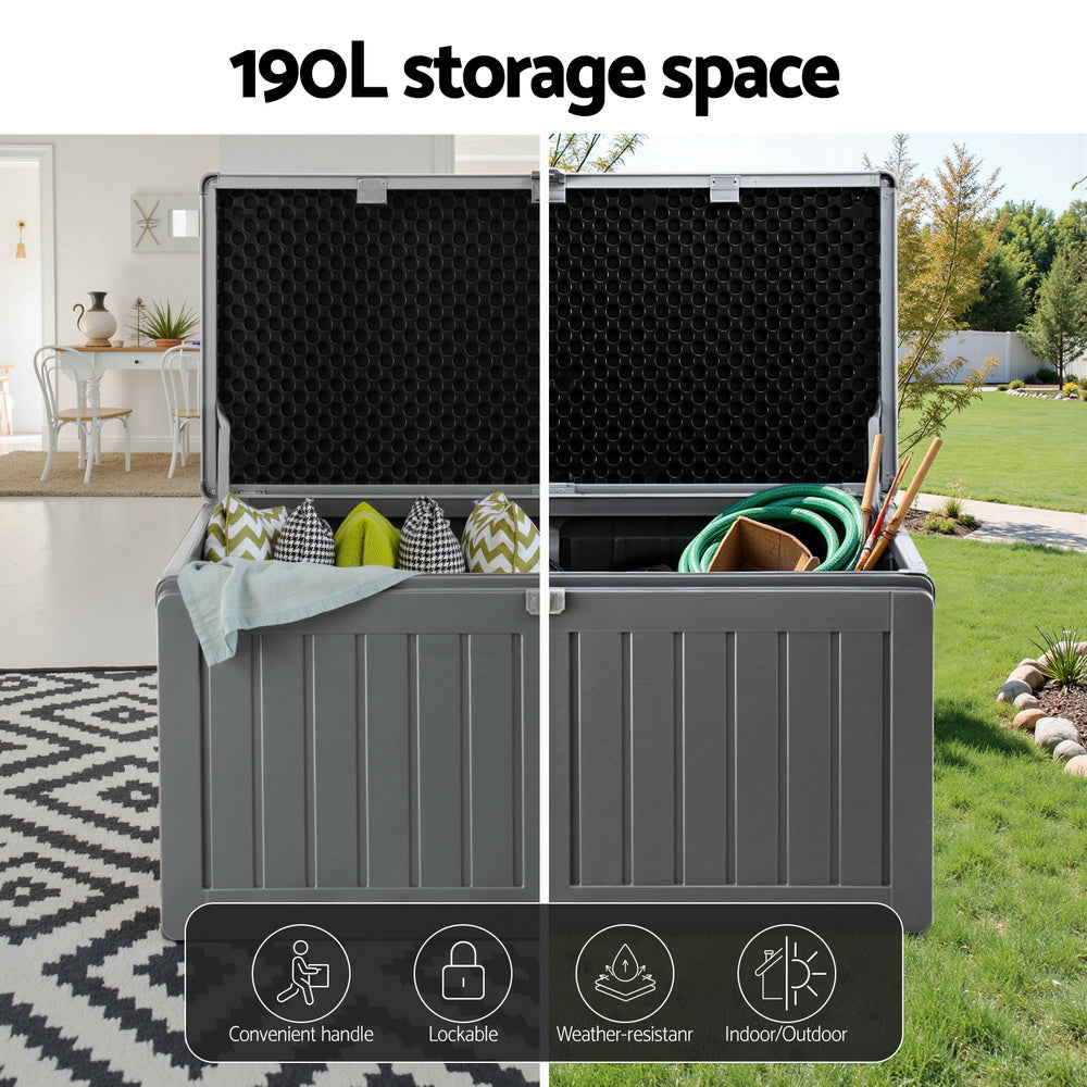 Brentwood 190L Outdoor Storage Box, Grey