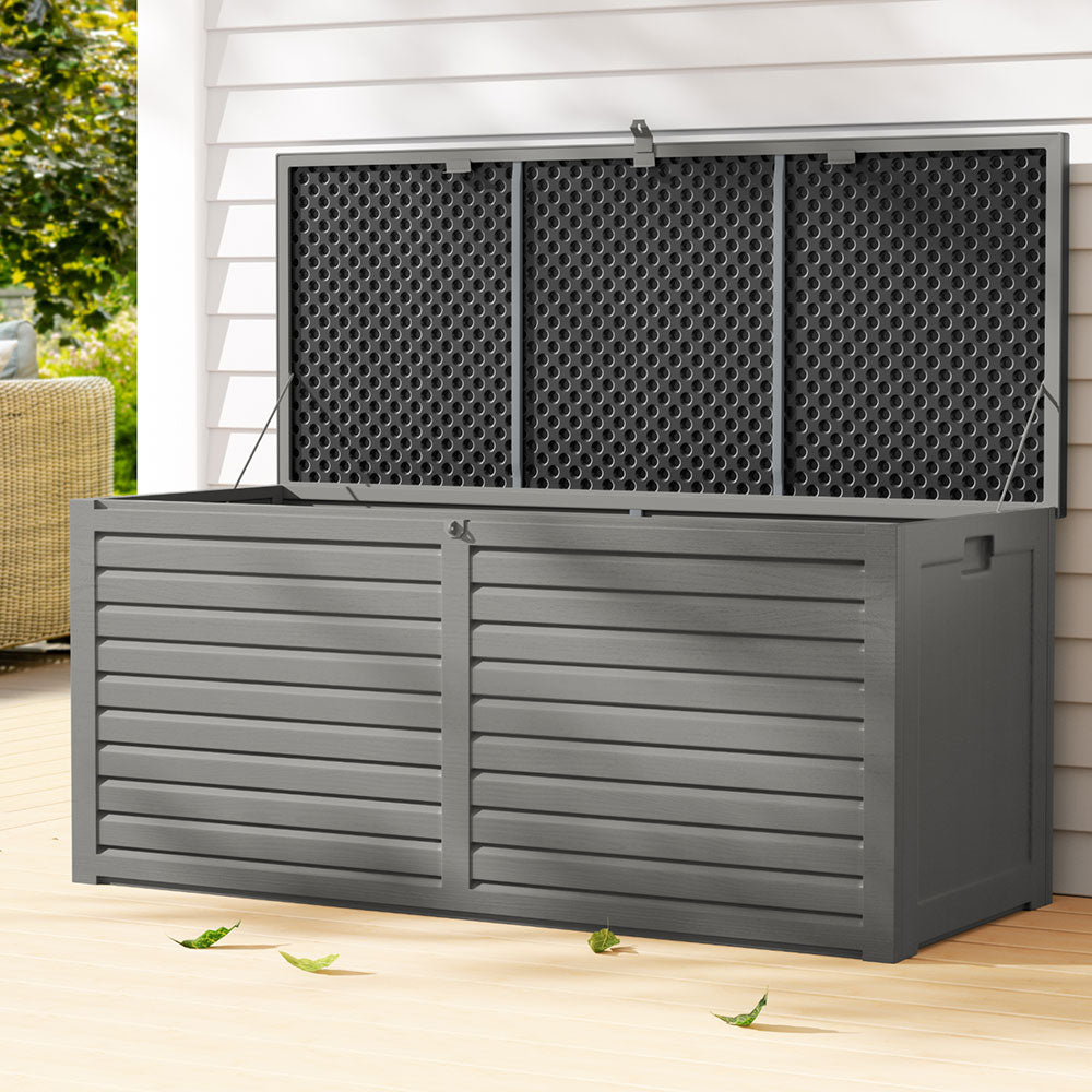 Yorketown 490L Outdoor Storage Bench Box, Grey and Black