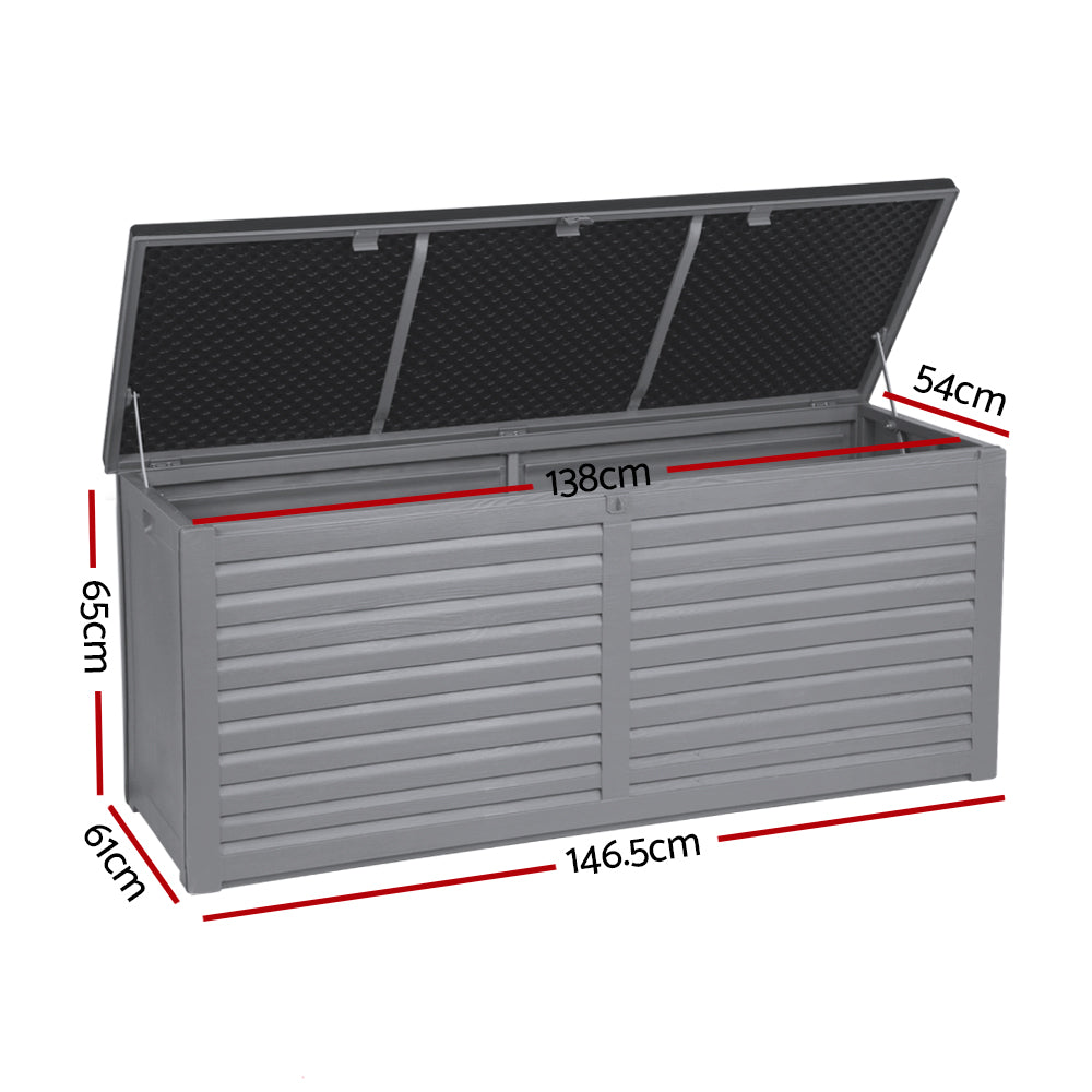 Yorketown 490L Outdoor Storage Bench Box, Grey and Black