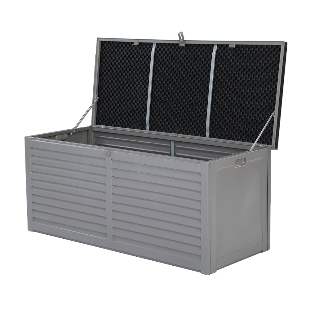 Yorketown 490L Outdoor Storage Bench Box, Grey and Black