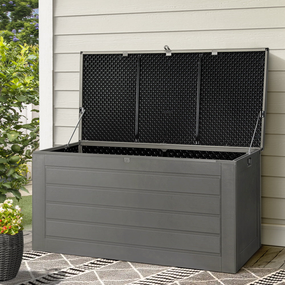Edithburgh 680L Outdoor Storage Bench Box, Grey and Black