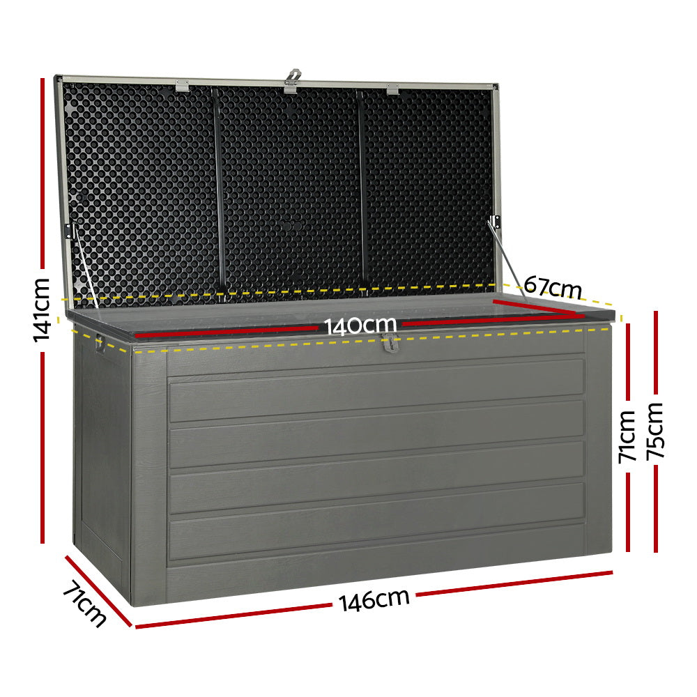 Edithburgh 680L Outdoor Storage Bench Box, Grey and Black