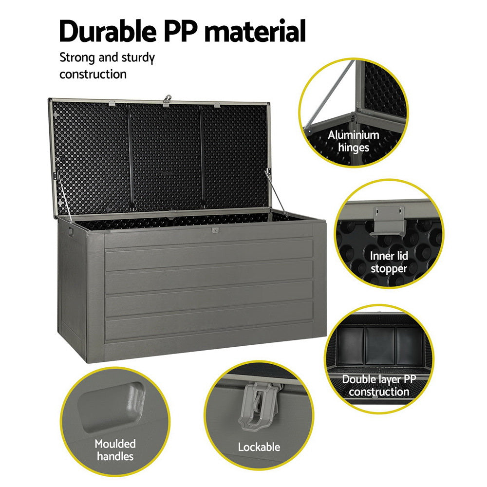 Edithburgh 680L Outdoor Storage Bench Box, Grey and Black