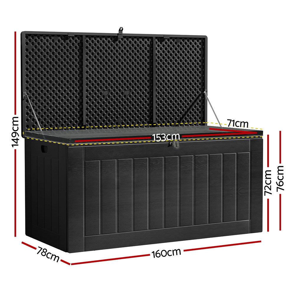 Outdoor Storage Box 830L Lockable Storage Bench - All Black