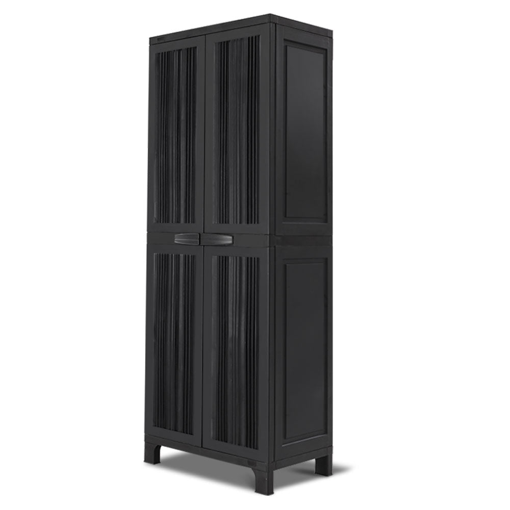 Black outdoor storage cabinet cupboard 173cm with adjustable shelves - image 4