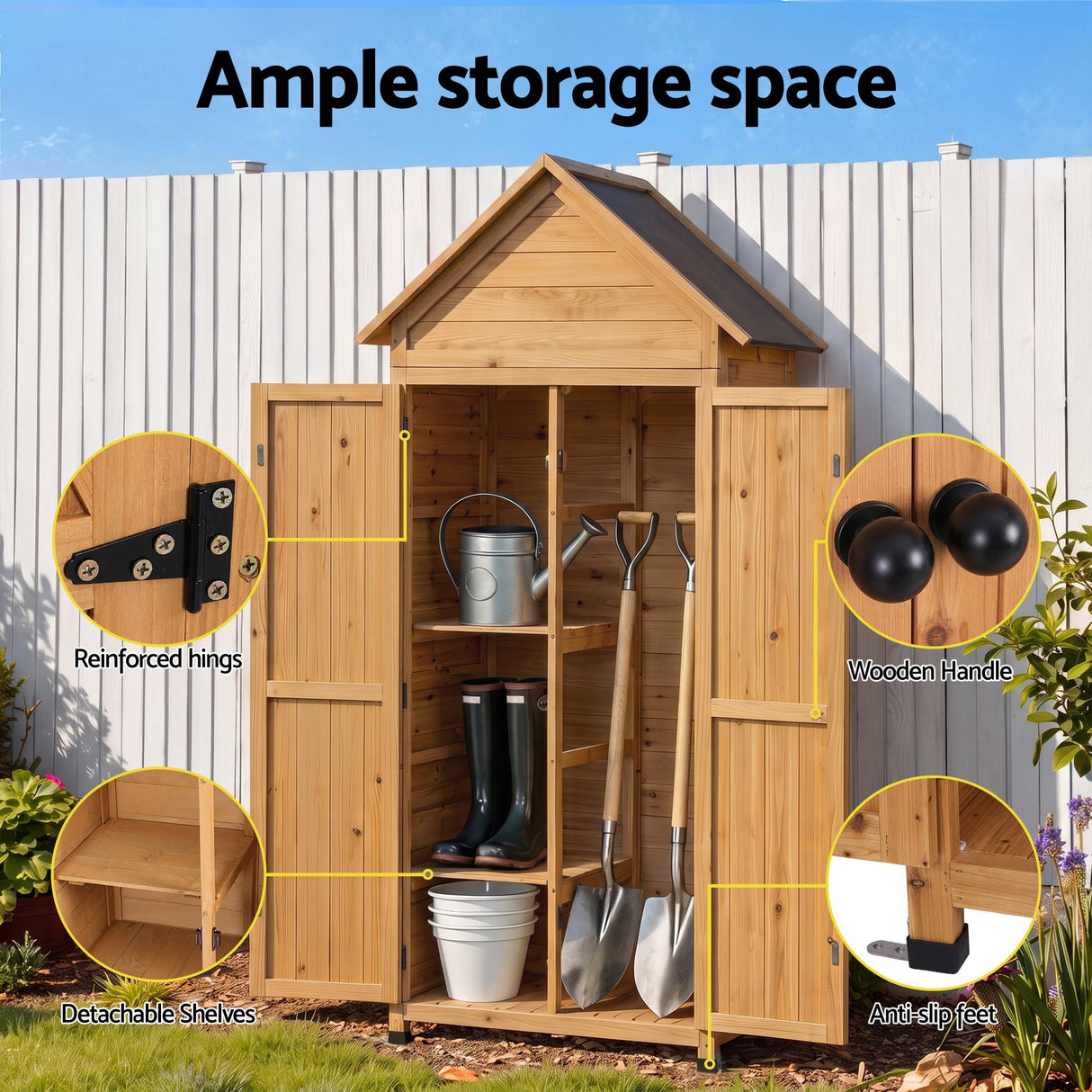 Pine Point 182cm Outdoor Storage Cabinet, Natural