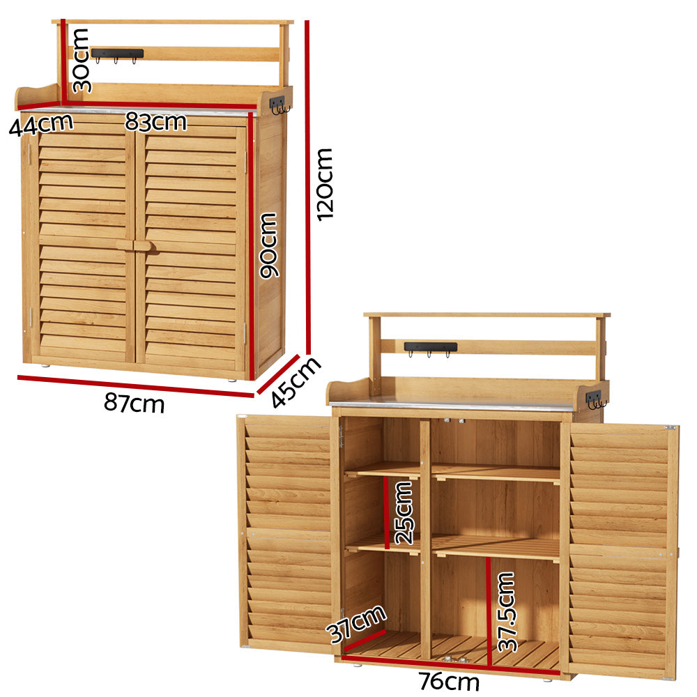 Pine Point 120cm Outdoor Storage Cabinet, Natural
