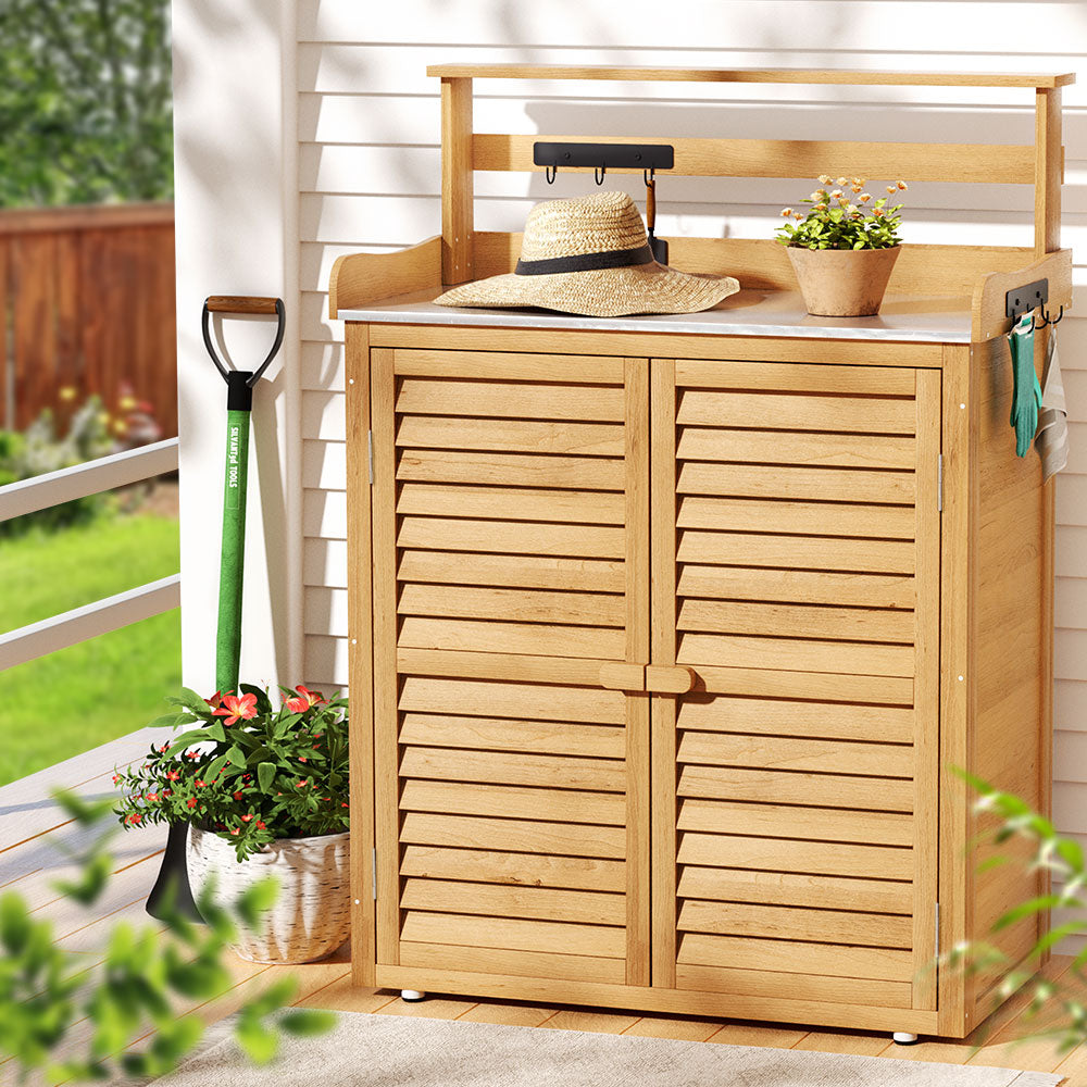 Pine Point 120cm Outdoor Storage Cabinet, Natural
