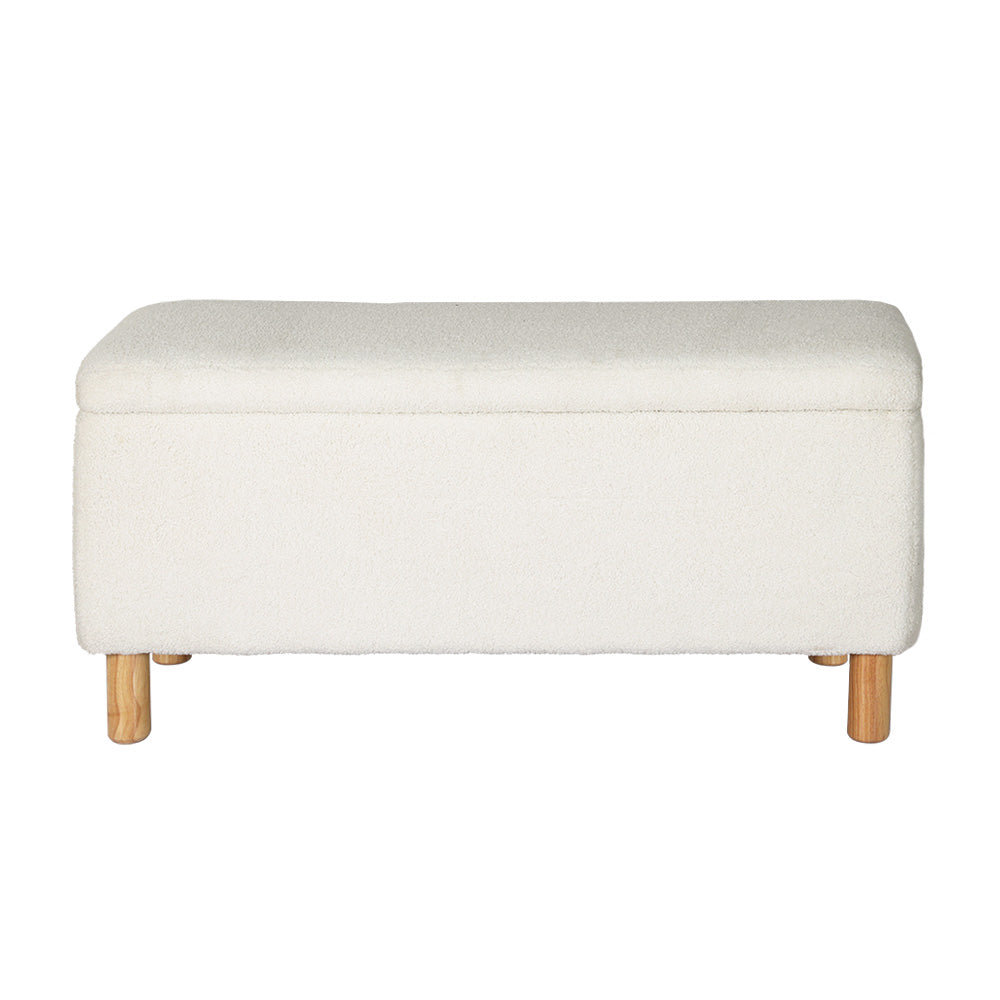 Artiss 99cm Boucle Teddy Fabric Storage Ottoman White — Allure Home Collections
